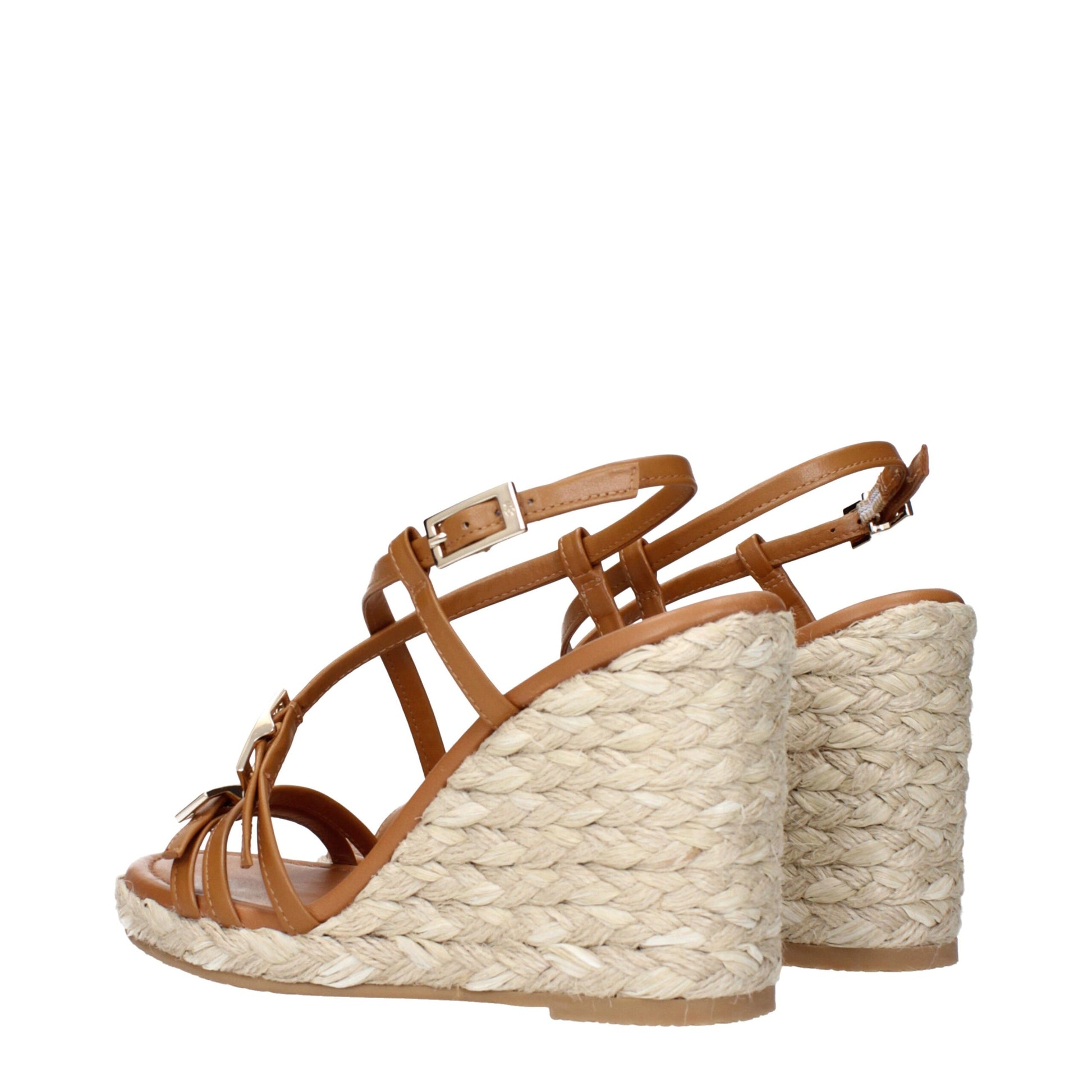Brown Leather Wedges Sandals