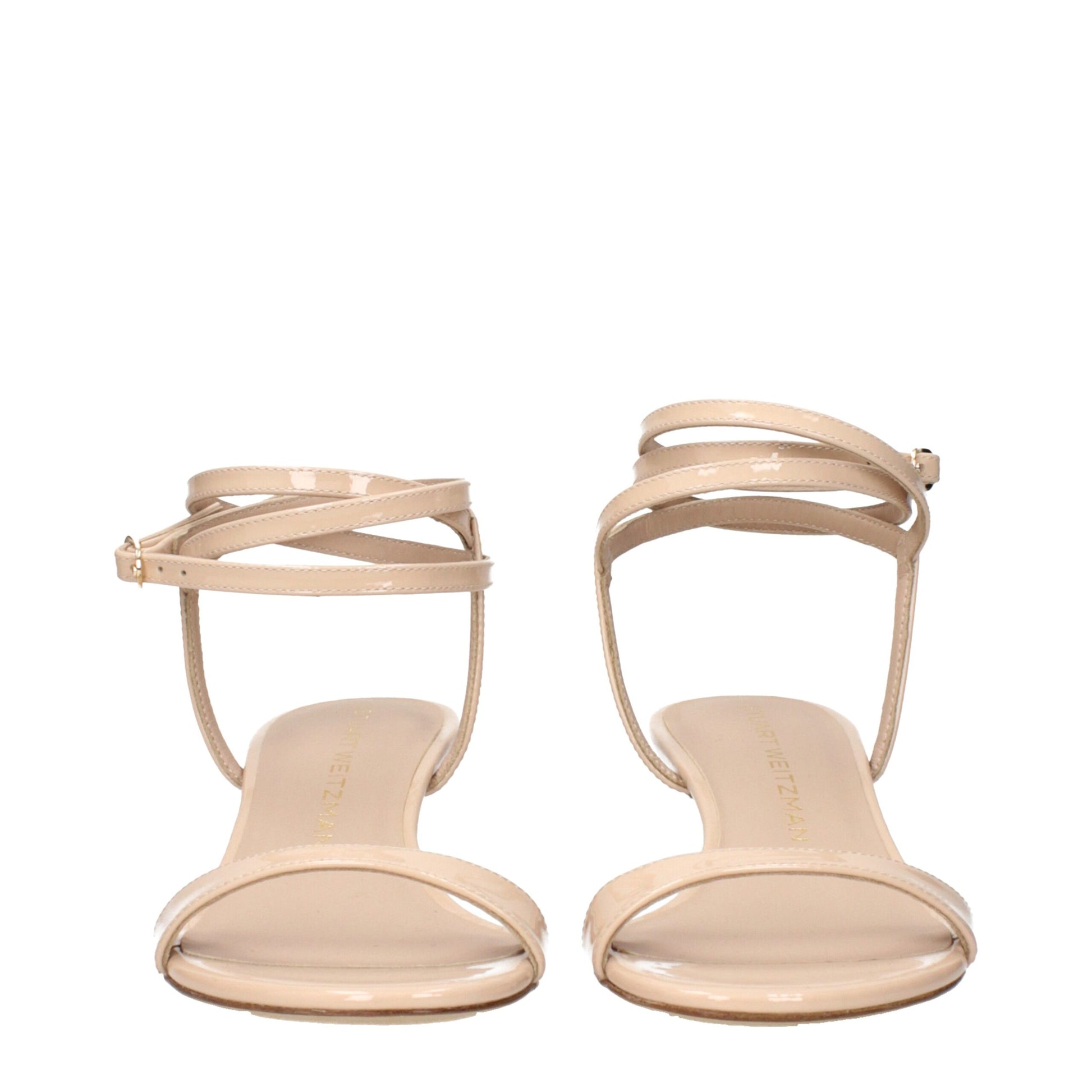Beige Leather Stiletto Heels Sandals
