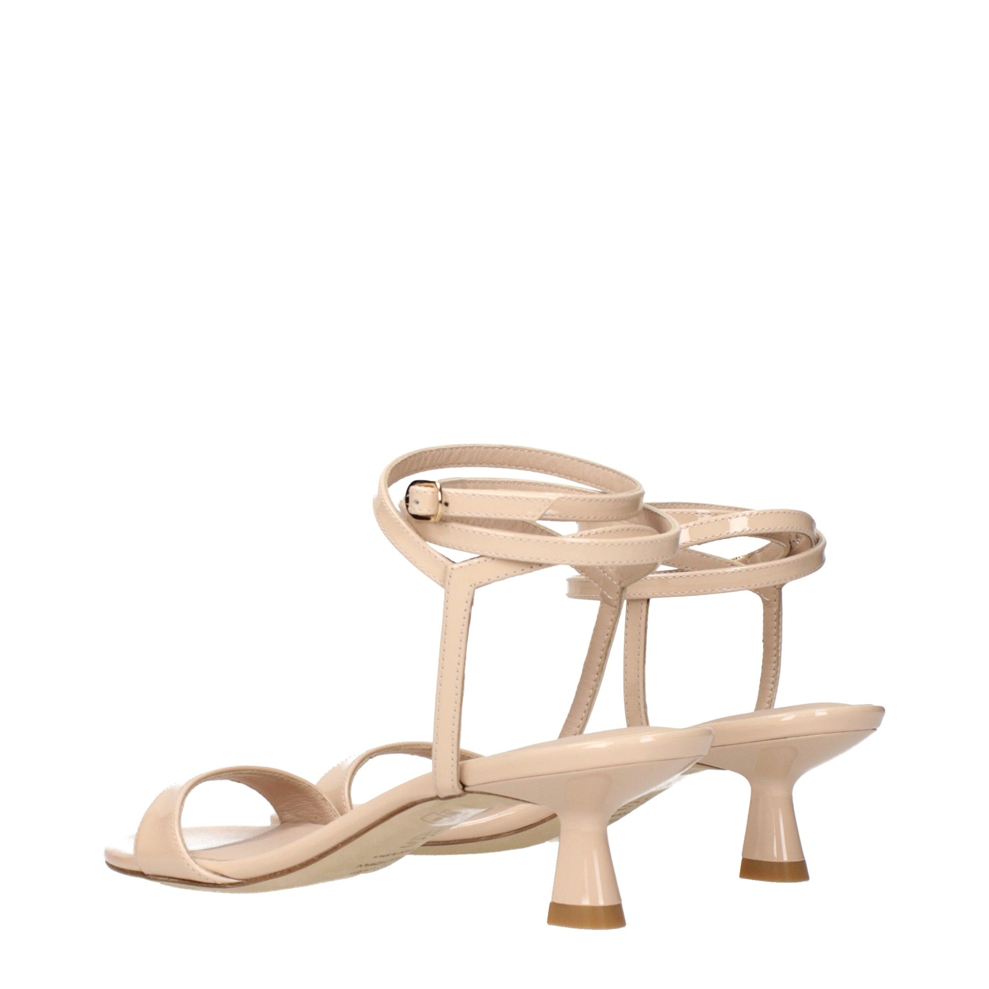 Beige Leather Stiletto Heels Sandals