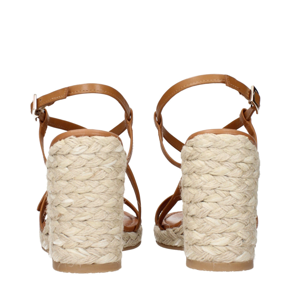 Brown Leather Wedges Sandals