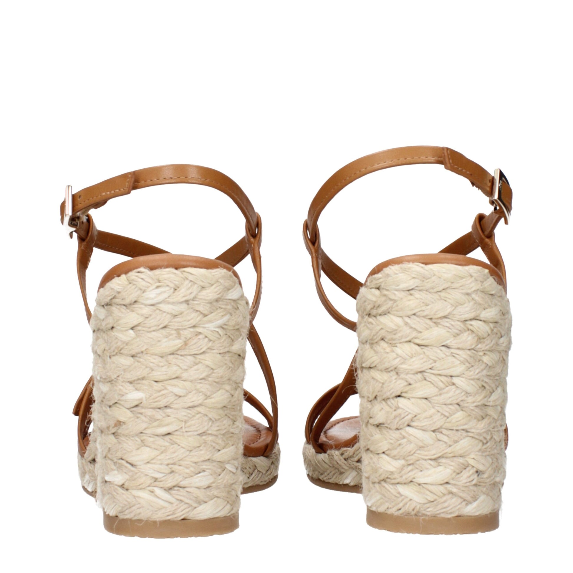 Brown Leather Wedges Sandals