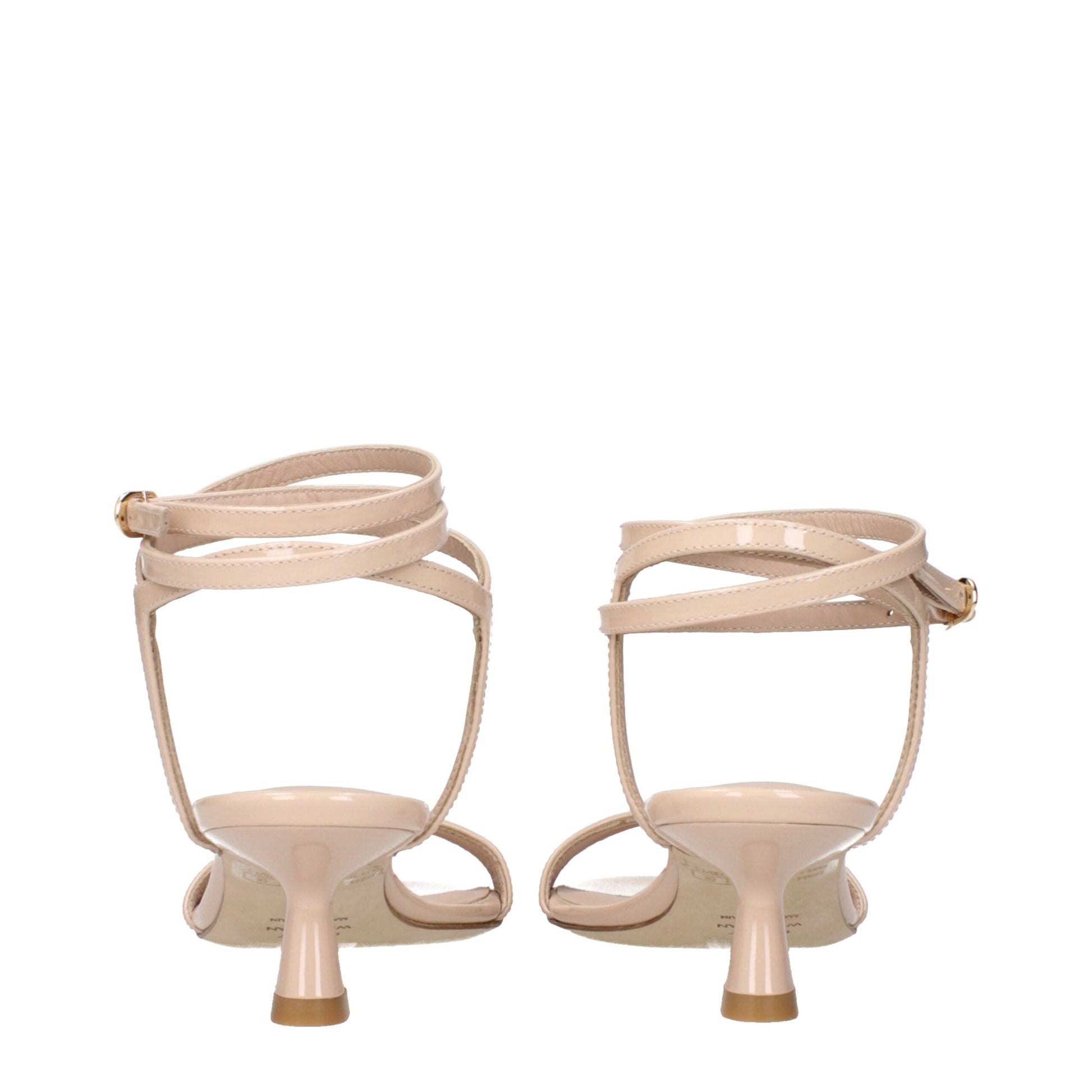 Beige Leather Stiletto Heels Sandals
