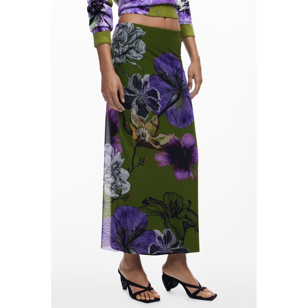 Green Polyester Women Skirt