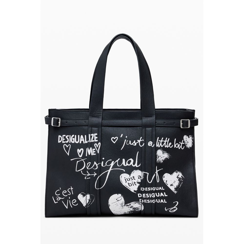 Black Polyethylene Women Handbag