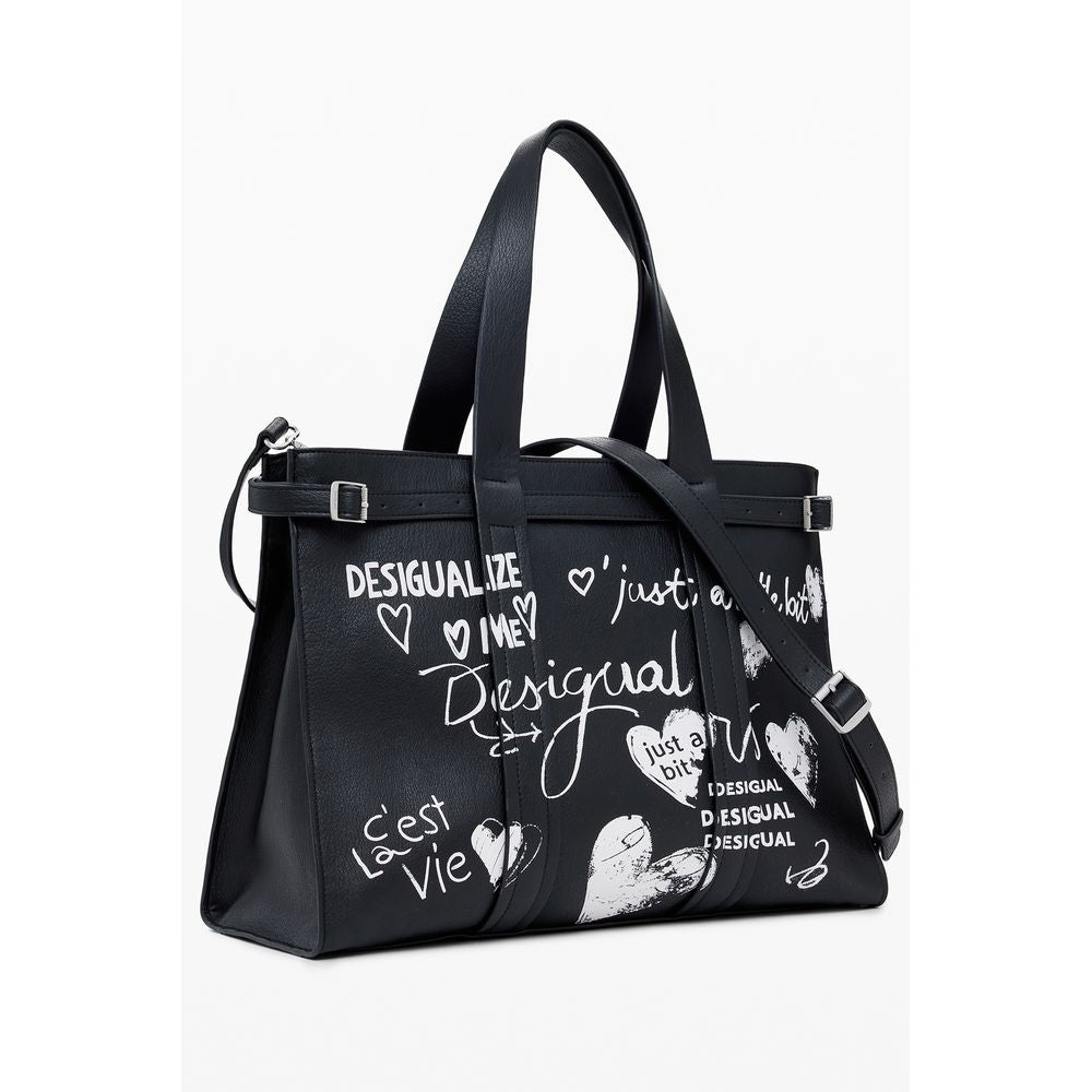 Black Polyethylene Women Handbag