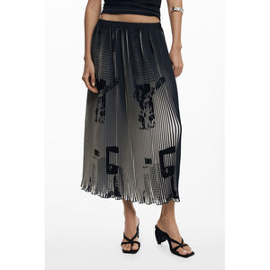 Black Polyester Women Skirt