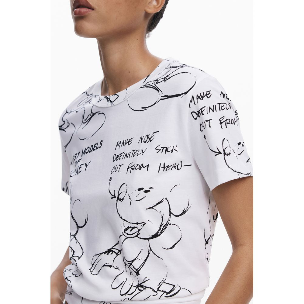 White Cotton Women T-Shirt