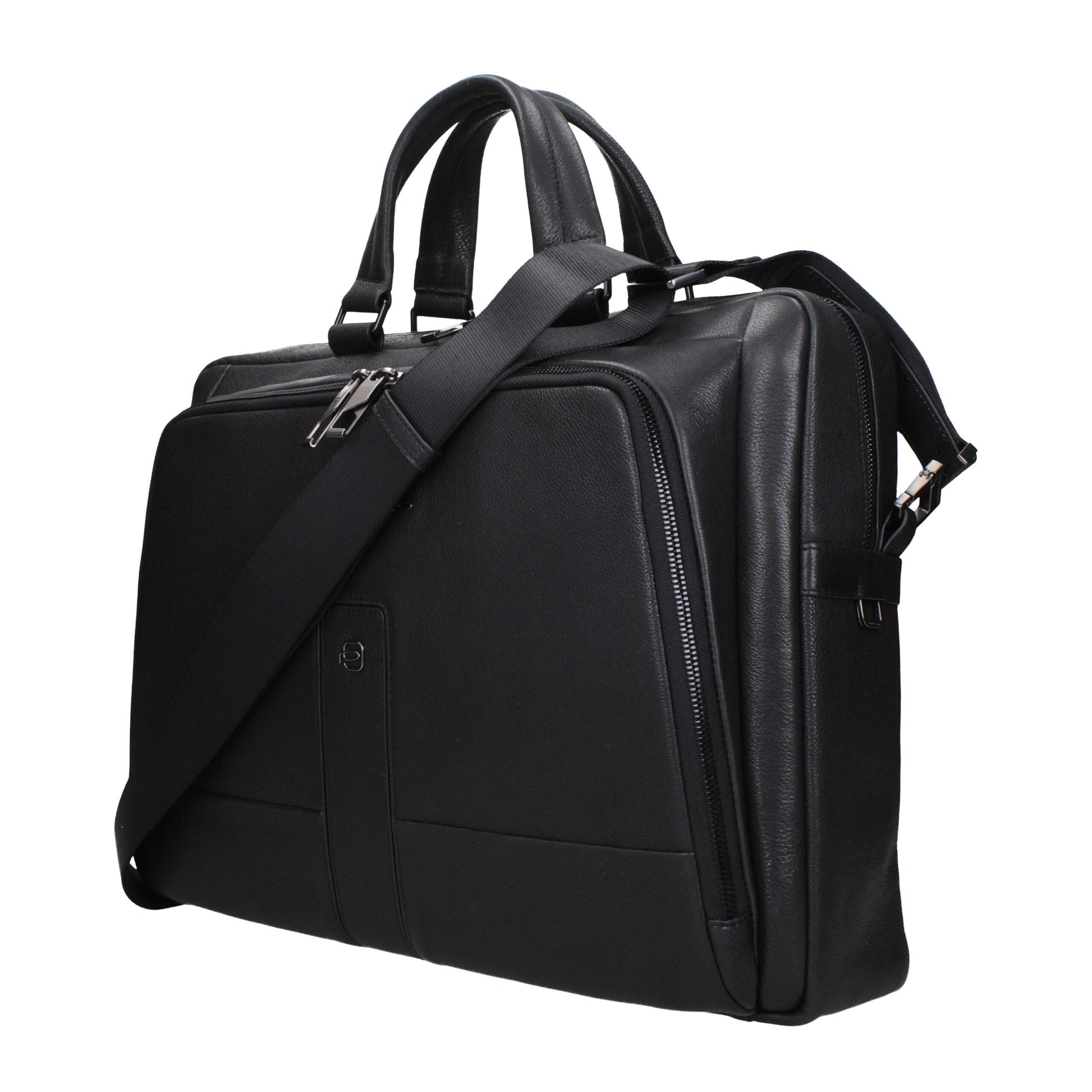 Piquadro Black Leather Business And Laptop Bag