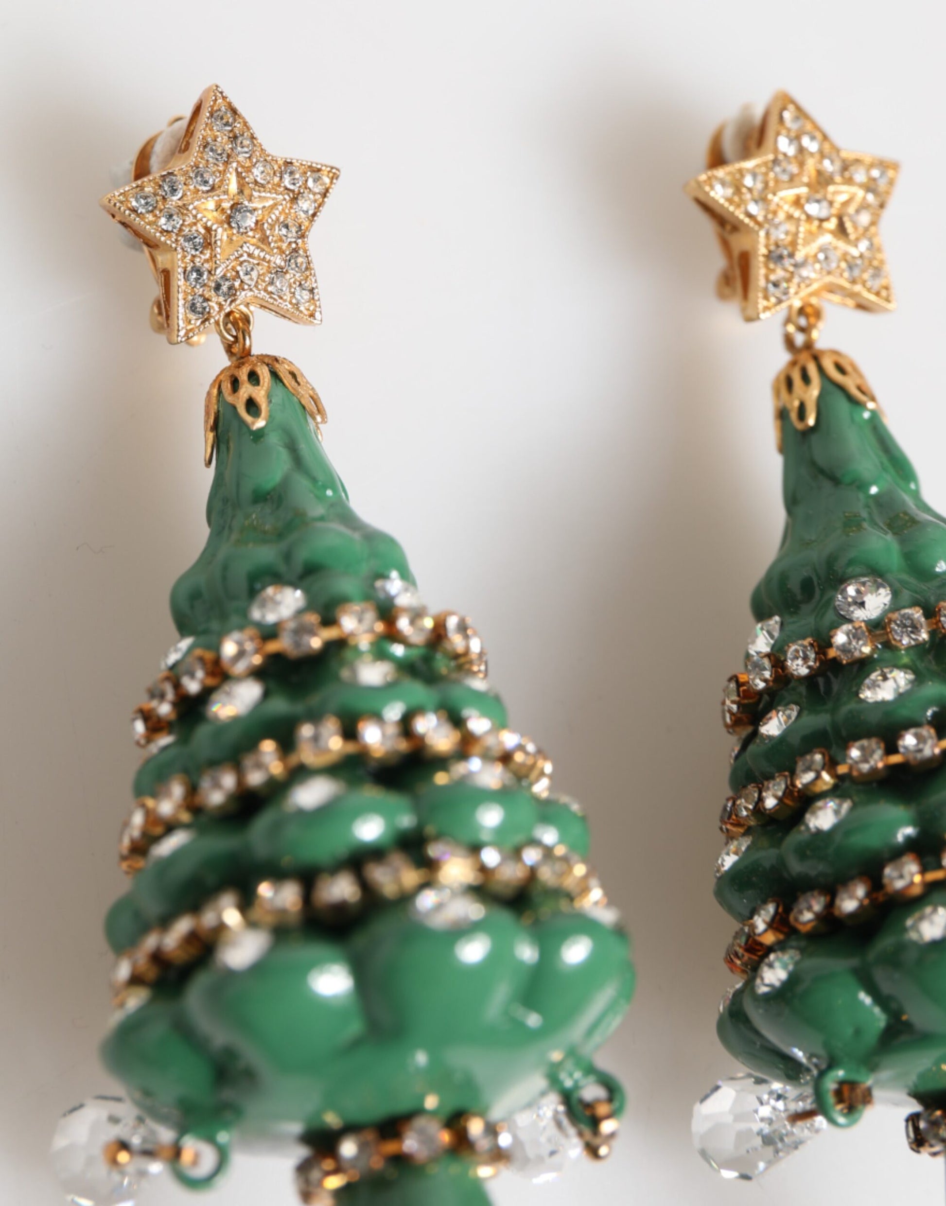Dolce & Gabbana Gold Brass Multicolour Christmas Tree Earrings