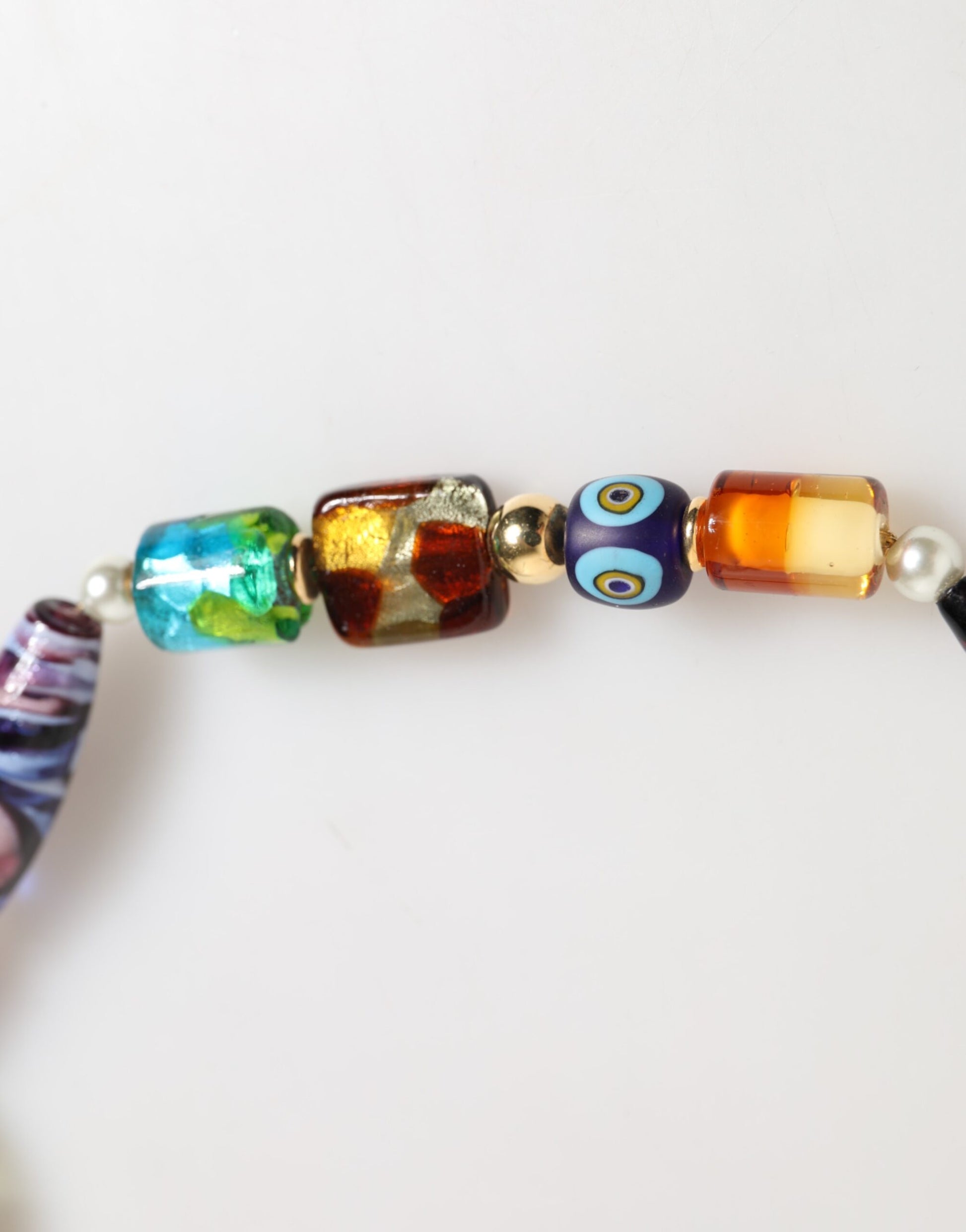Dolce & Gabbana Multicolor Murano Glass Beads Brass Women Jewelry Necklace