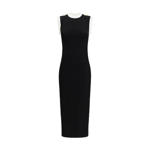 Sleeveless torsade knit long Dress