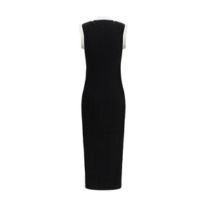 Sleeveless torsade knit long Dress