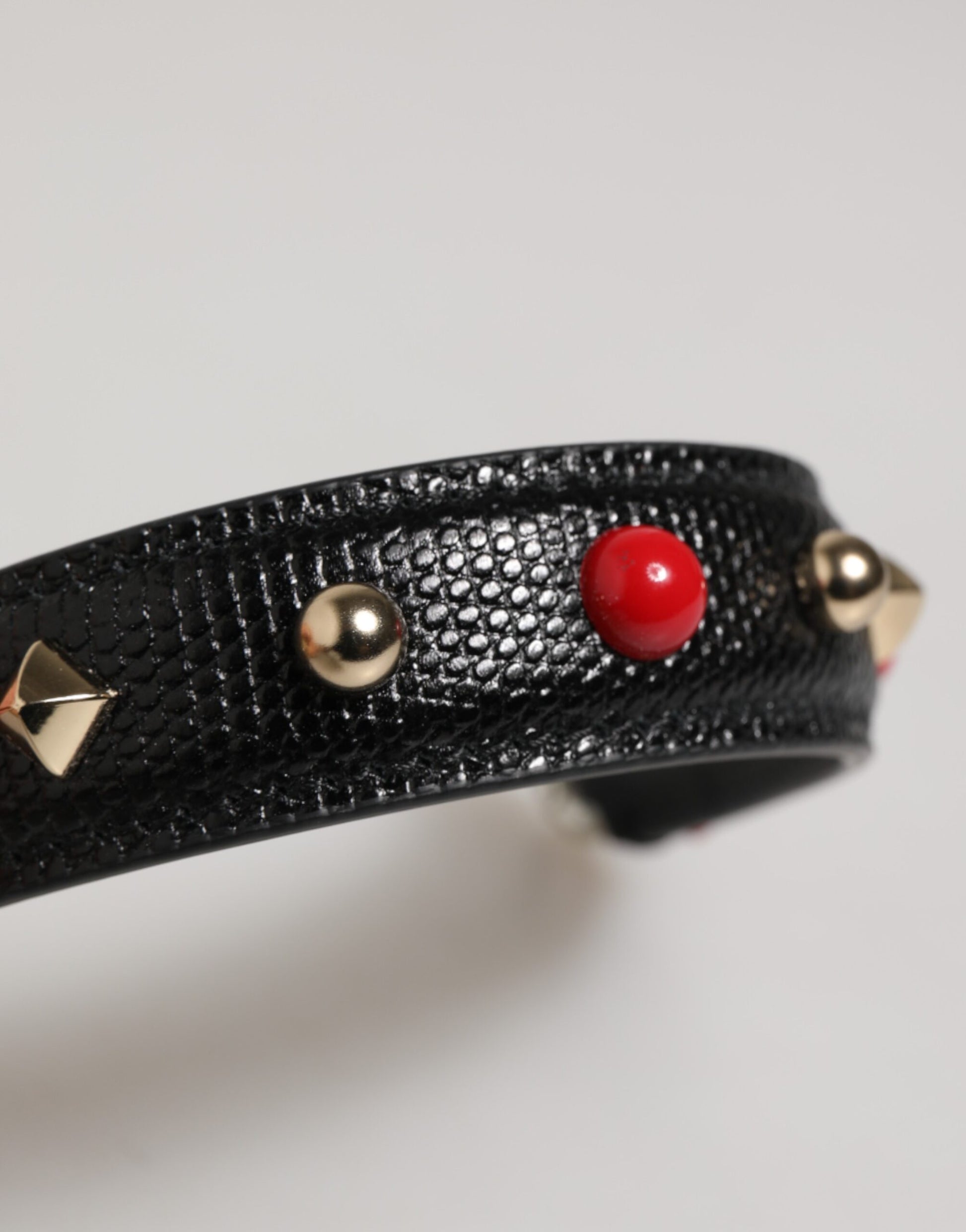 Dolce & Gabbana Black Embellished Leather Bag Handle Women Shoulder Strap