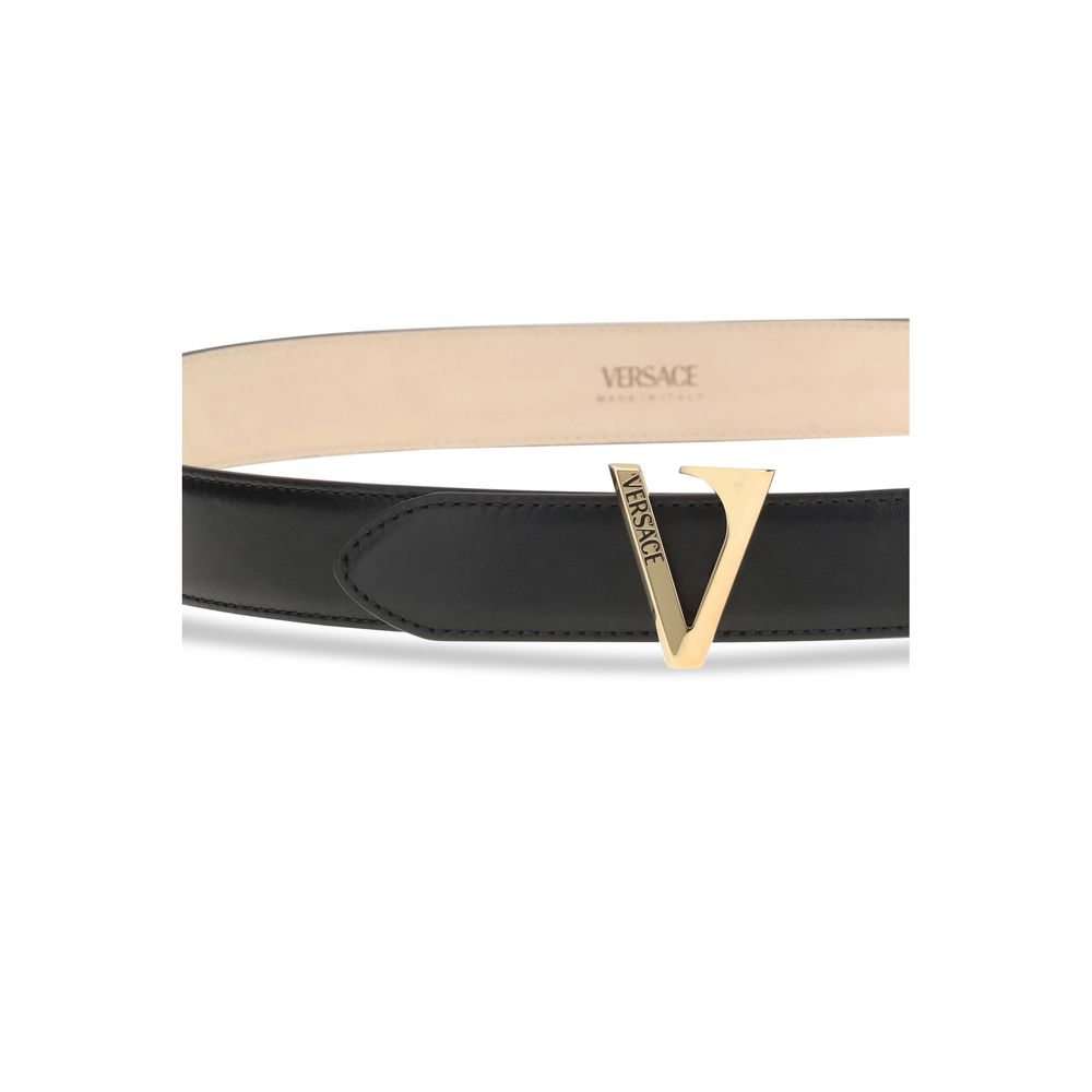 Versace Black Calf Leather Bos Taurus Regular Belt