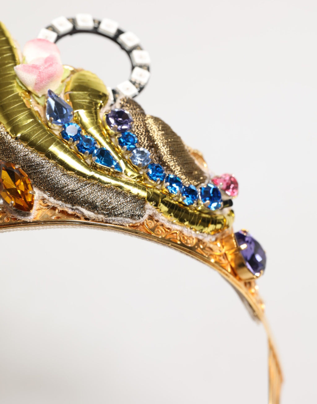 Dolce & Gabbana Gold Brass Crystal Embellished Headpiece Crown Tiara