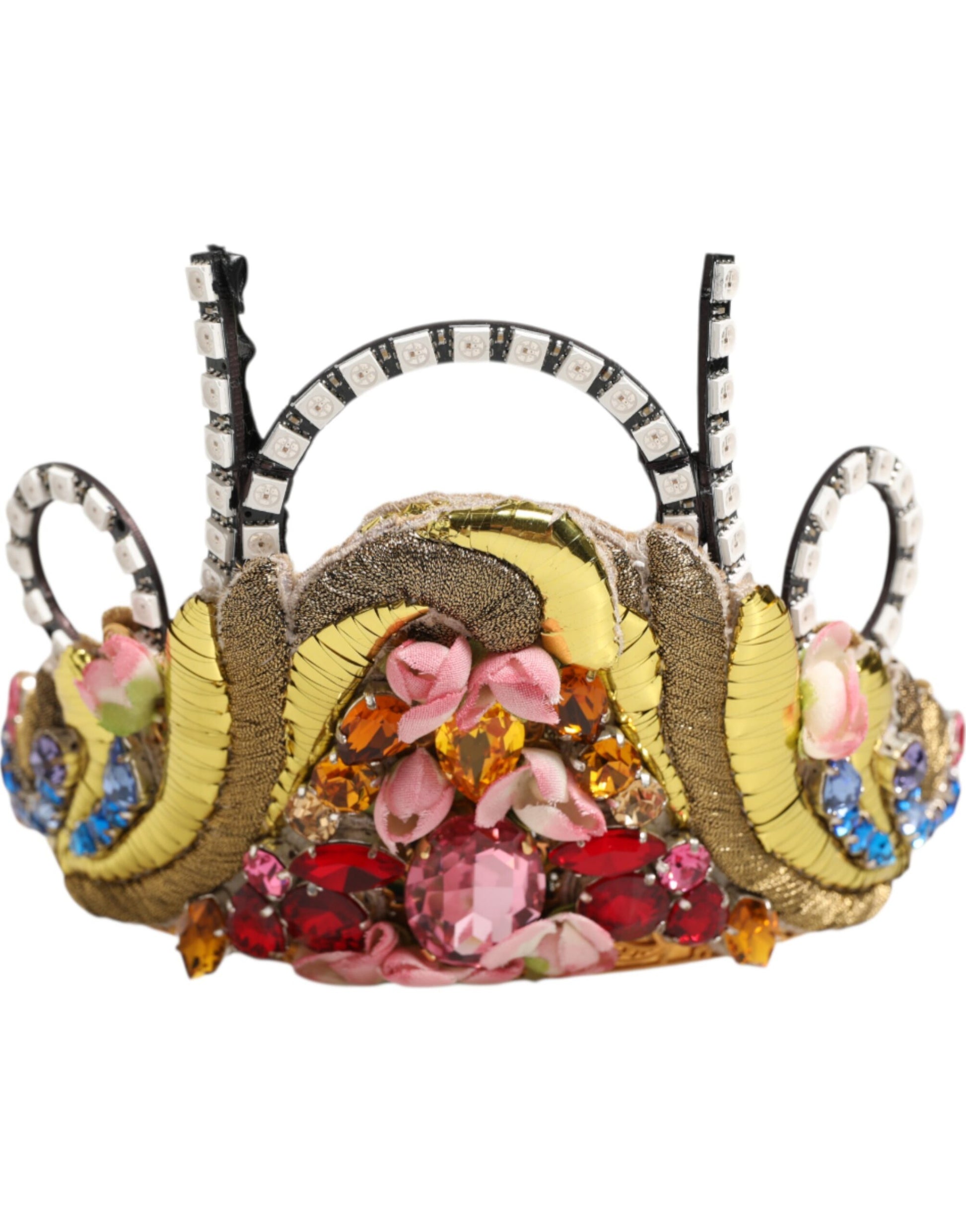 Dolce & Gabbana Gold Brass Crystal Embellished Headpiece Crown Tiara
