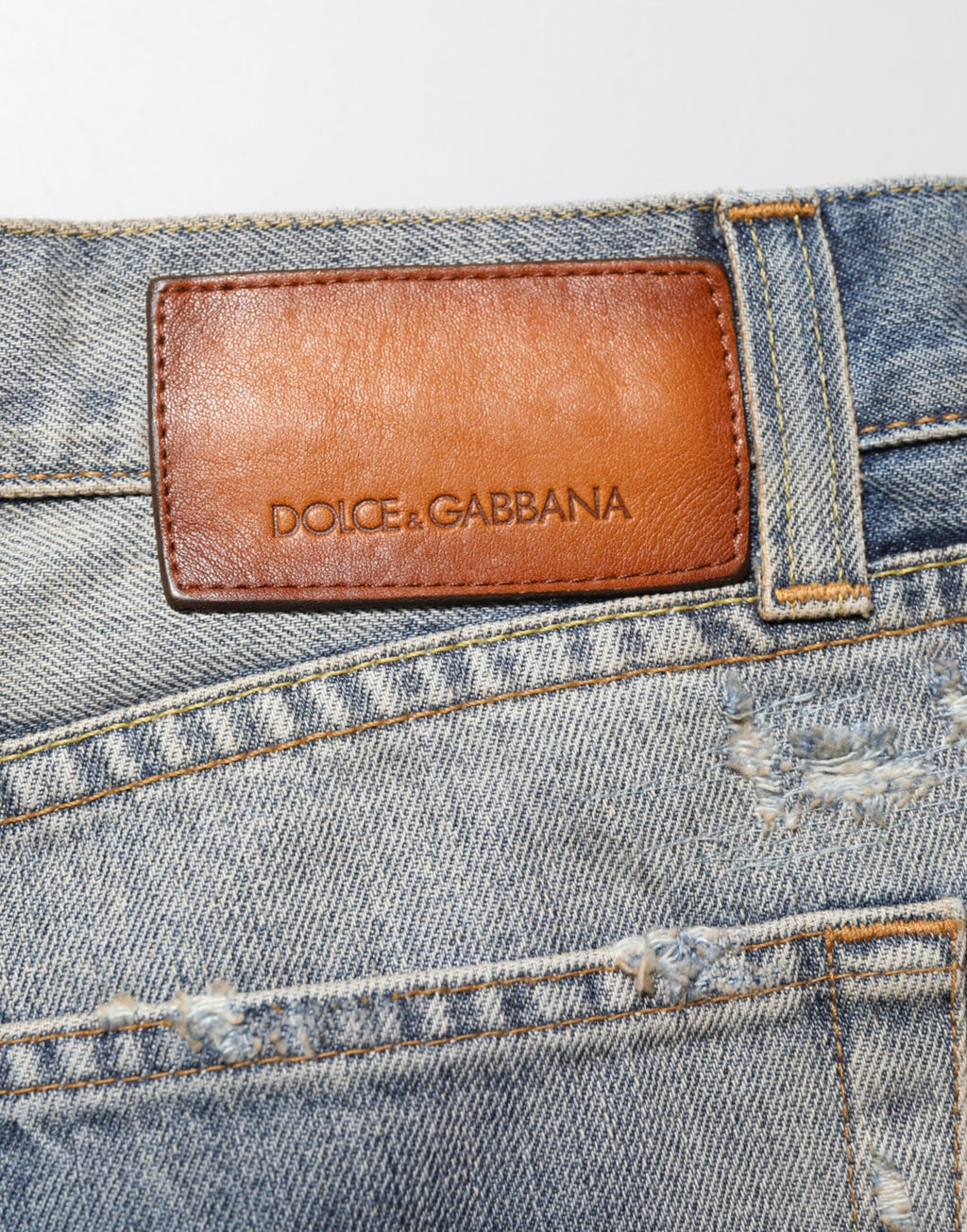 Dolce & Gabbana Blue Distressed Denim Slim Fit Pants Jeans