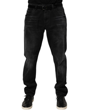 Dolce & Gabbana Black Washed Cotton Skinny Men Denim Jeans