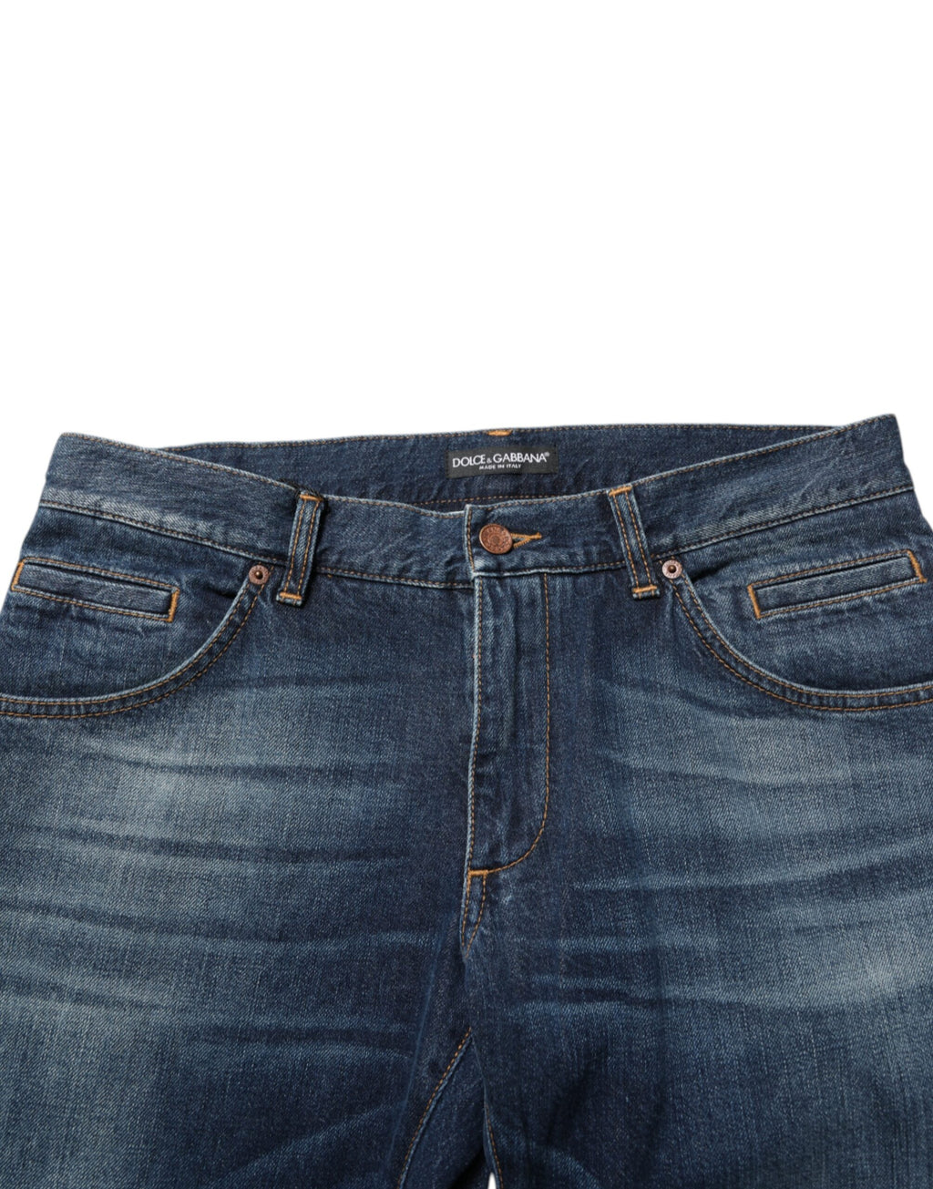 Dolce & Gabbana Dark Blue Washed Cotton Skinny Men Denim Jeans