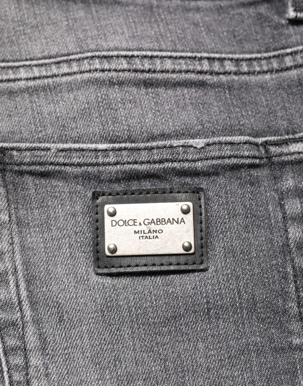 Dolce & Gabbana Grey Cotton Denim Slim Fit Distressed Pants Jeans