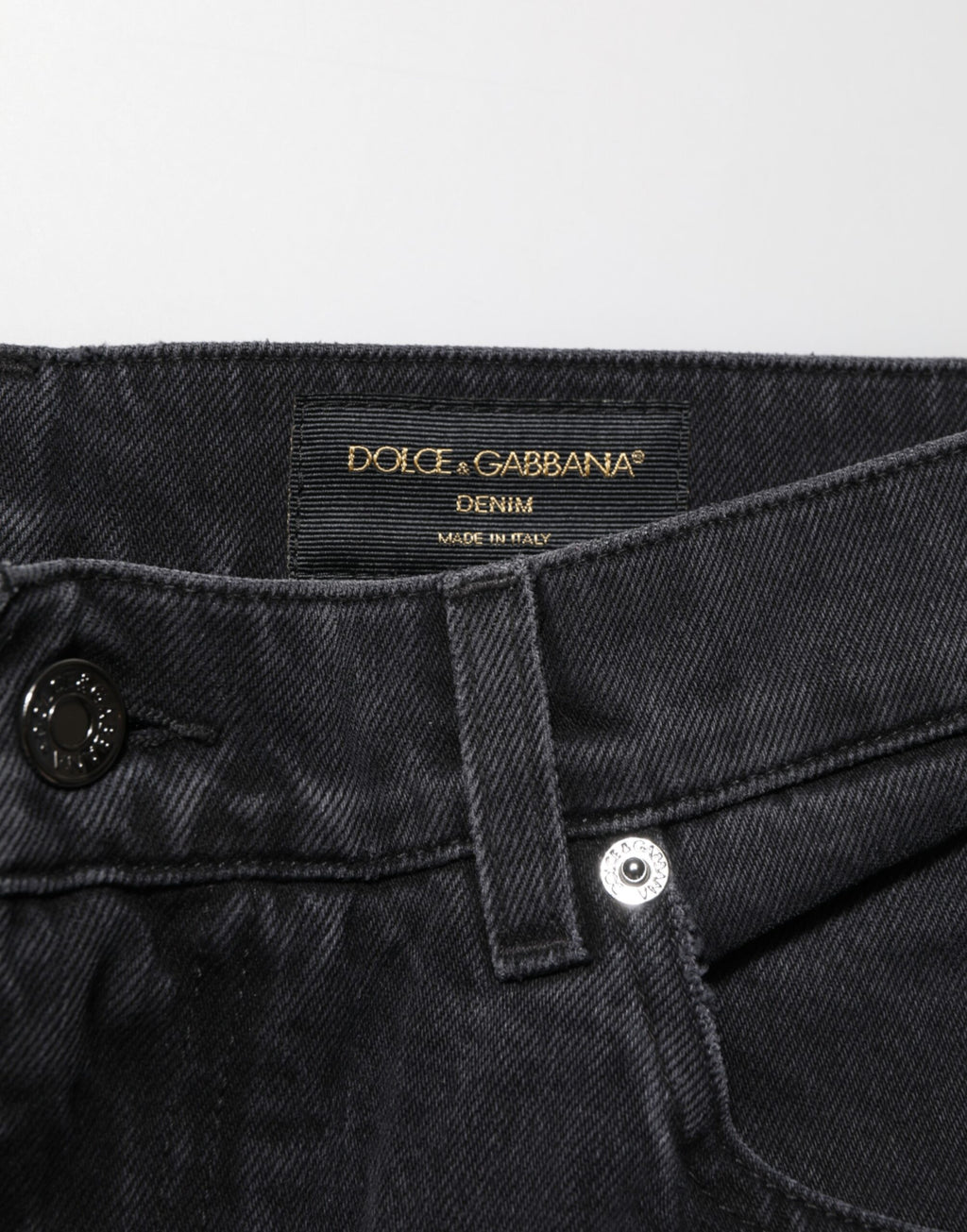 Dolce & Gabbana Black Cotton Logo Men Mid Waist Denim Jeans