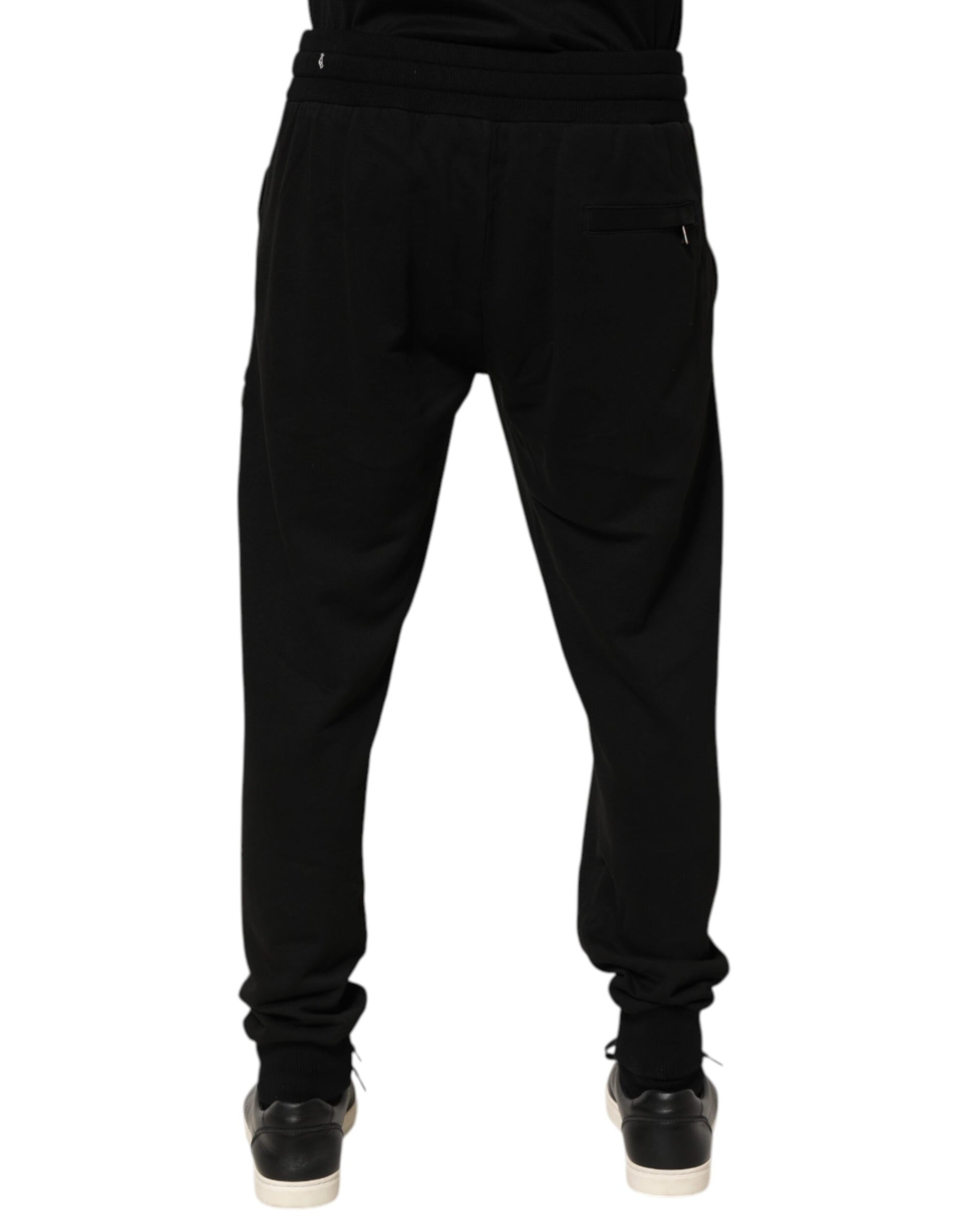 Dolce & Gabbana Black Cotton DG Logo Men Jogger Pants