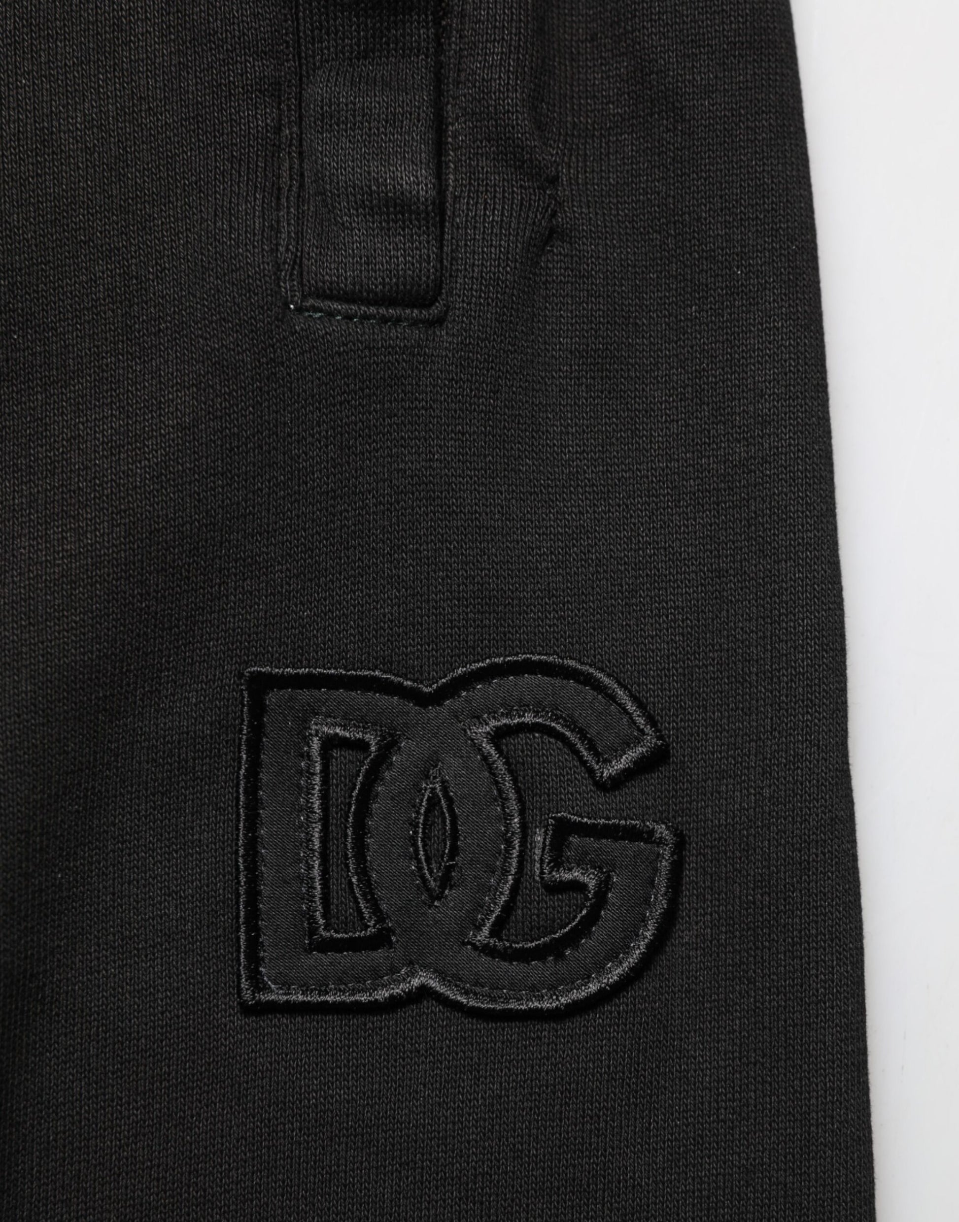 Dolce & Gabbana Black Cotton DG Logo Men Jogger Pants
