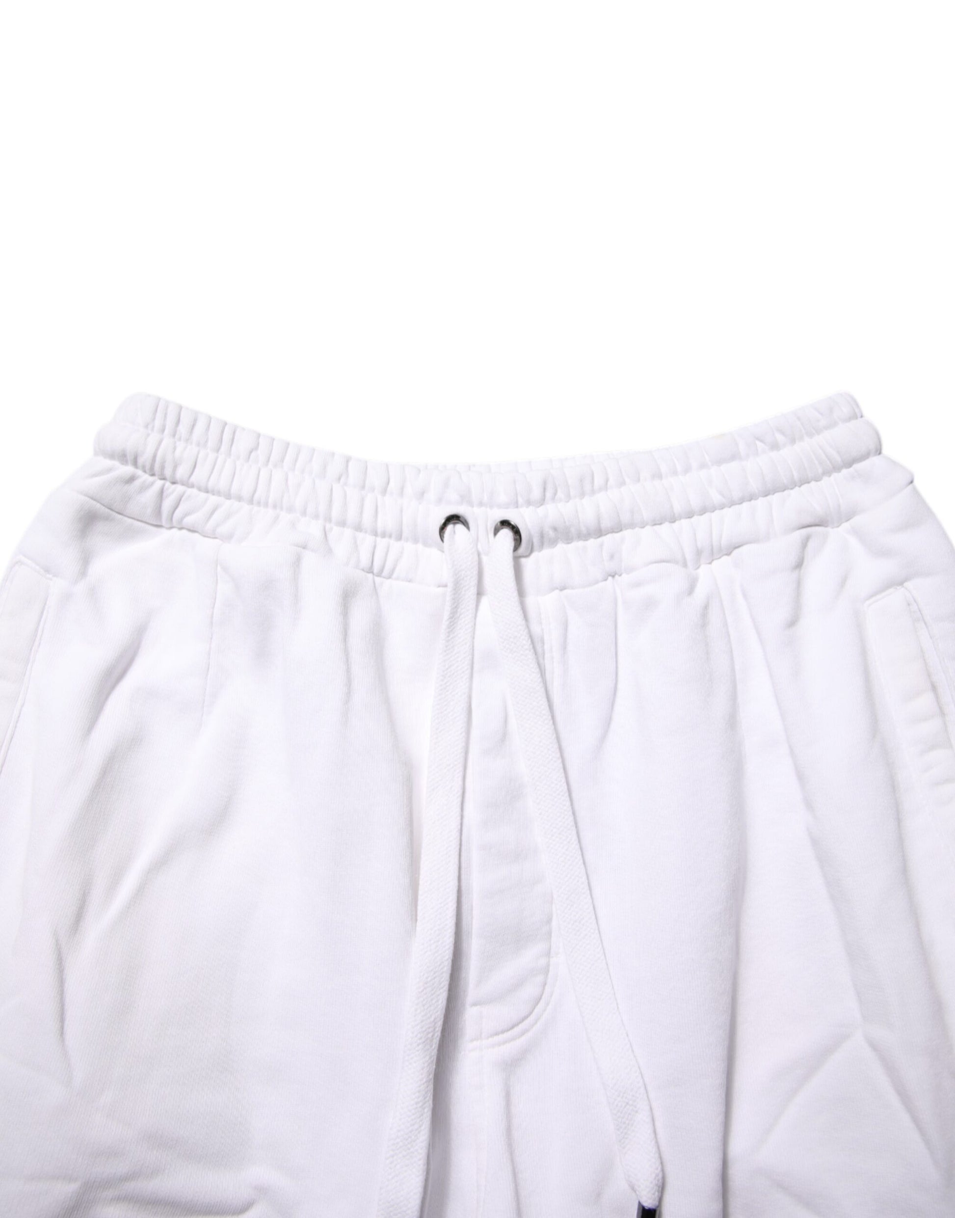 Dolce & Gabbana White Cotton Cargo Trousers Logo Patch Pants