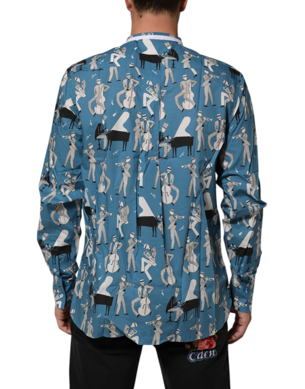 Dolce & Gabbana Blue Jazz Printed Cotton Button Front Shirt