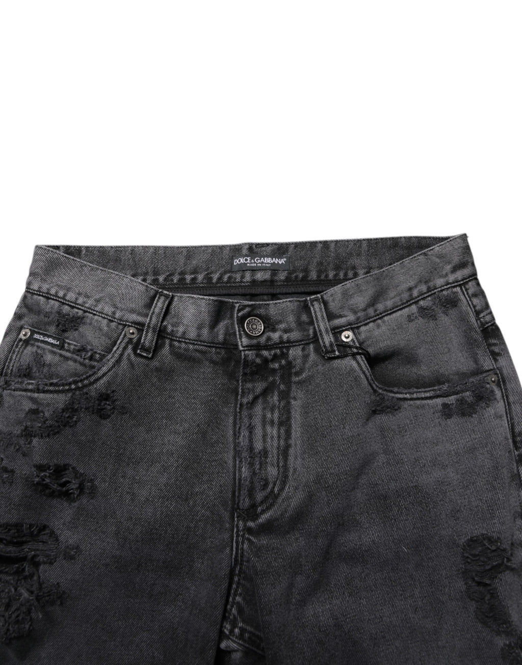 Dolce & Gabbana Black Tattered Skinny Cotton Men Denim Jeans