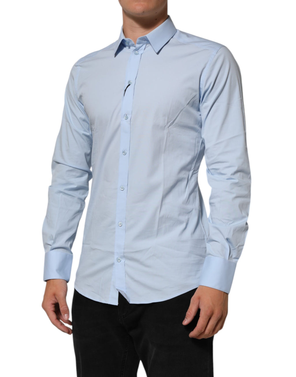 Dolce & Gabbana Light Blue Cotton GOLD Formal Men Dress Shirt
