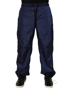 Dolce & Gabbana Blue Nylon Straight Jogger Sweatpants Pants