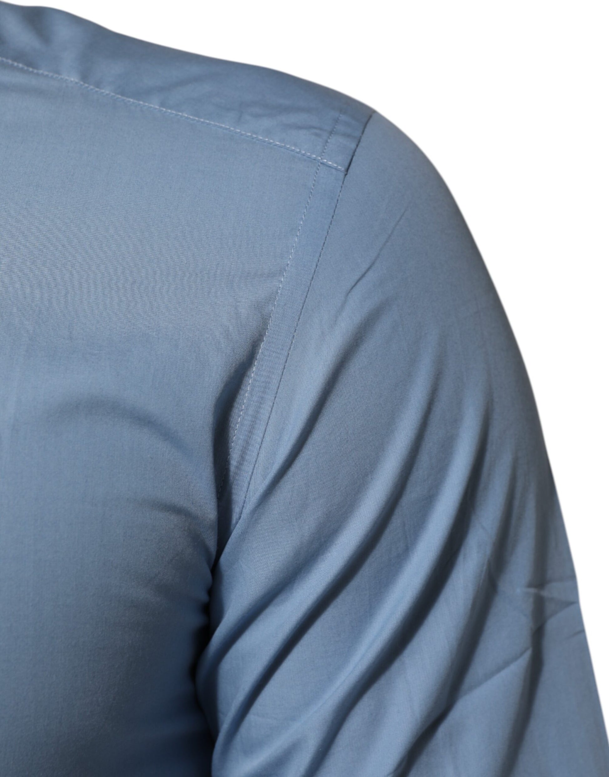 Dolce & Gabbana Blue Cotton Collared GOLD Formal Dress Shirt