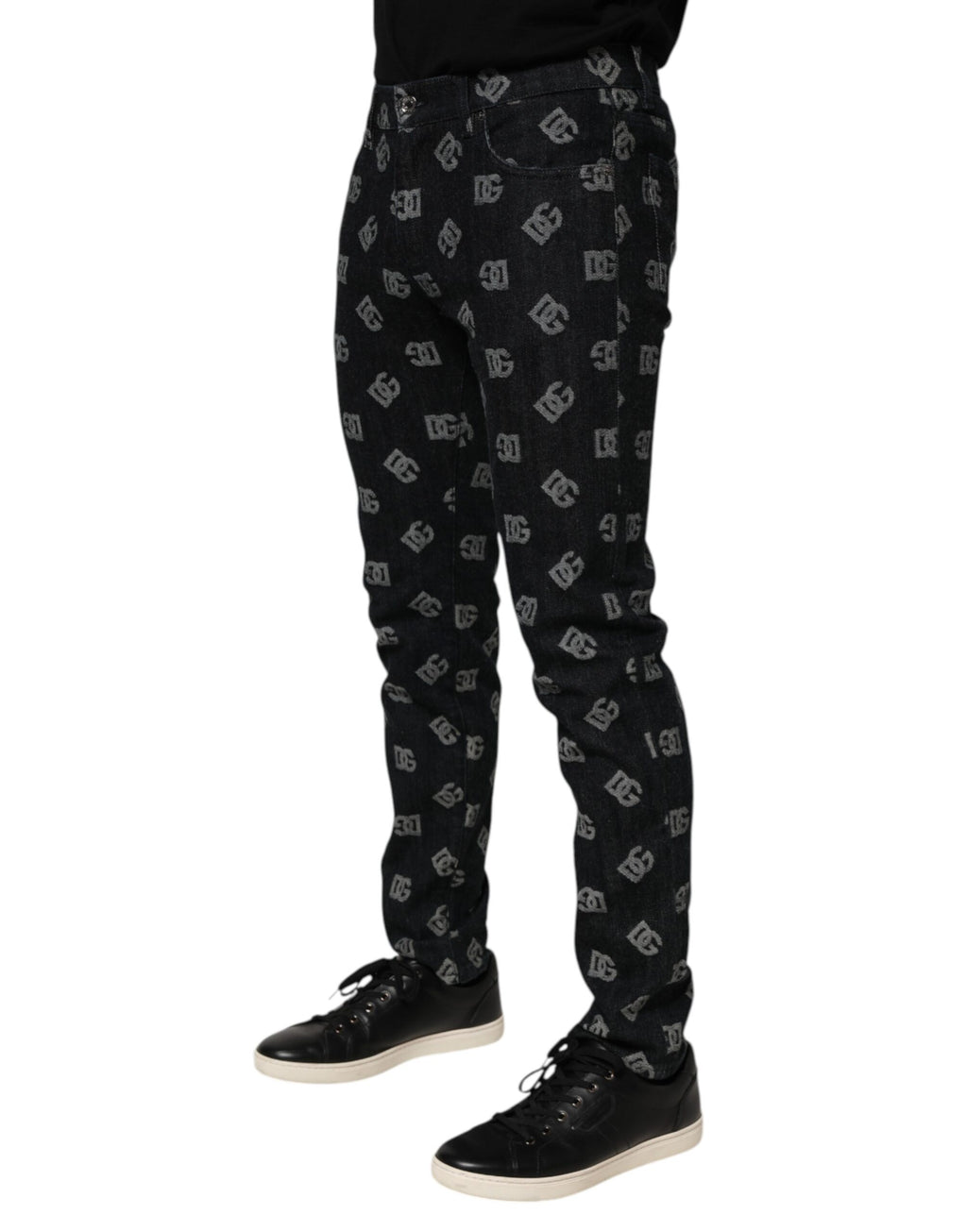 Dolce & Gabbana Black DG Monogram Cotton Skinny Denim Jeans