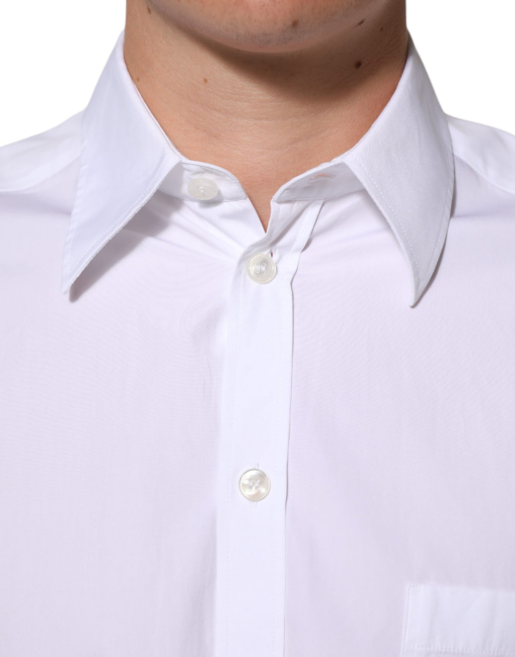 Dolce & Gabbana White Logo Plaque Collared Formal Dress  Shirt