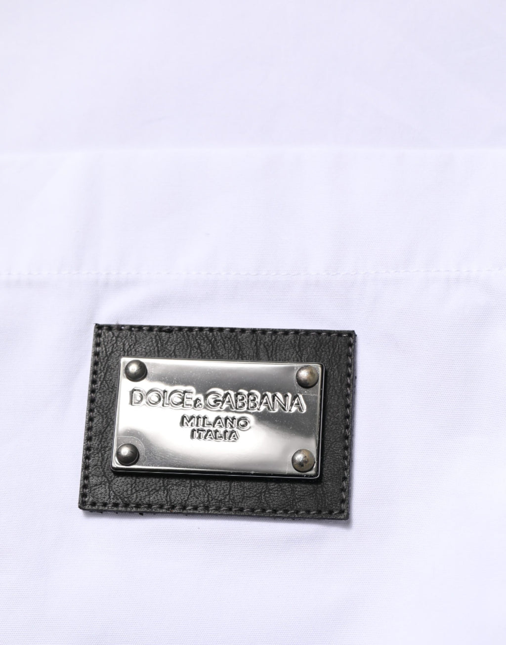 Dolce & Gabbana White Logo Plaque Collared Formal Dress  Shirt