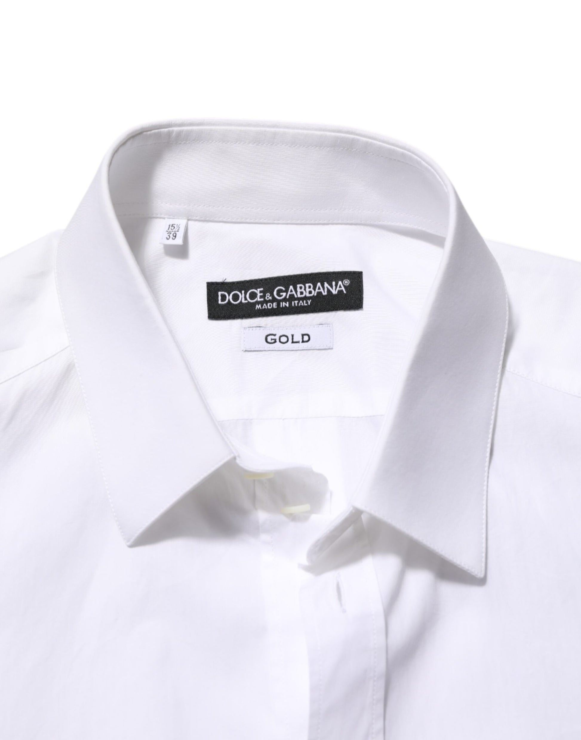 Dolce & Gabbana White Cotton GOLD DGPatch Formal Dress Shirt