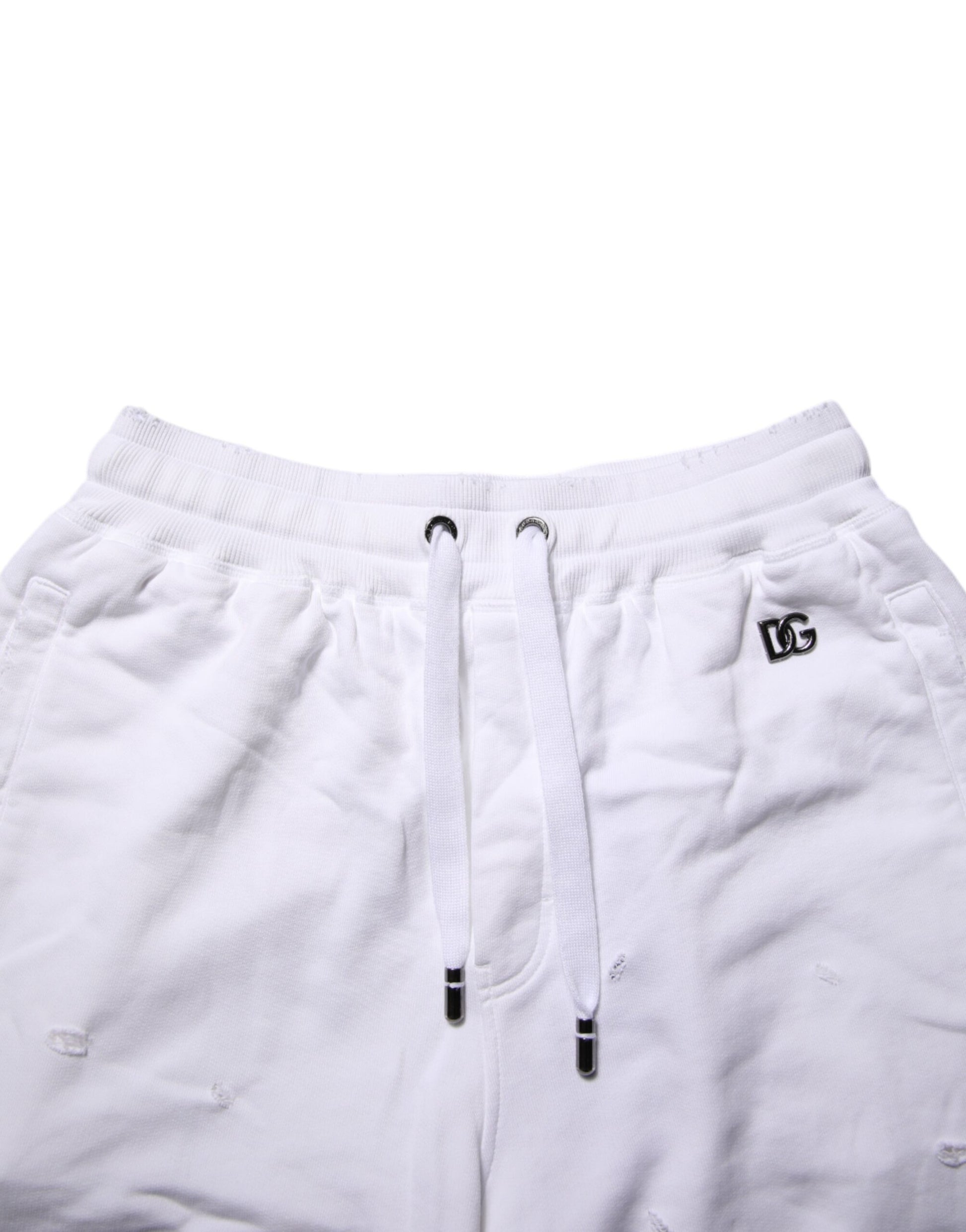 Dolce & Gabbana White Ripped Mid Waist Casual Bermuda Short