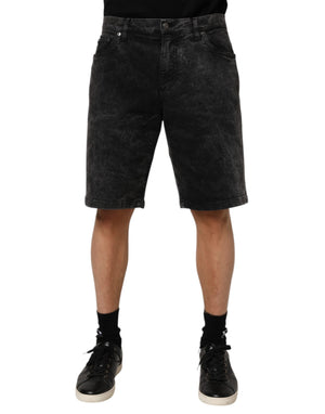 Dolce & Gabbana Black Cotton Mid Waist Denim Men Bermuda Short