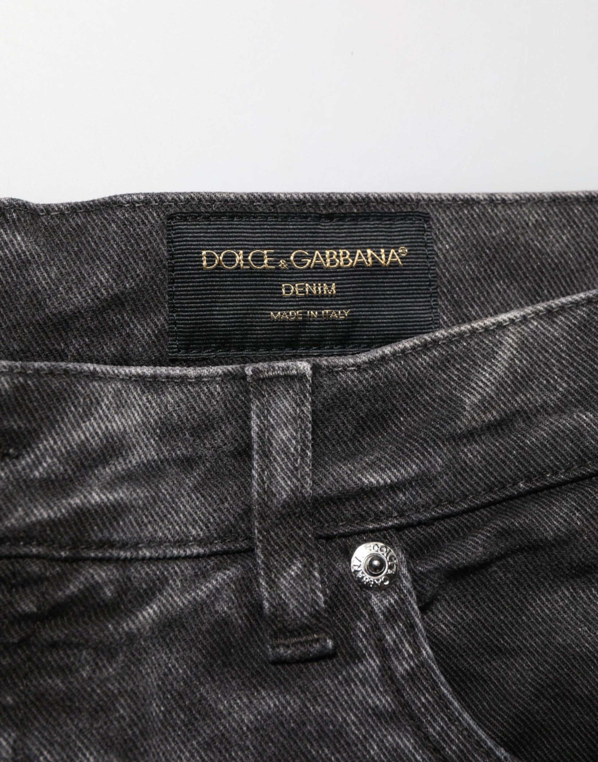 Dolce & Gabbana Black Cotton Mid Waist Denim Men Bermuda Short