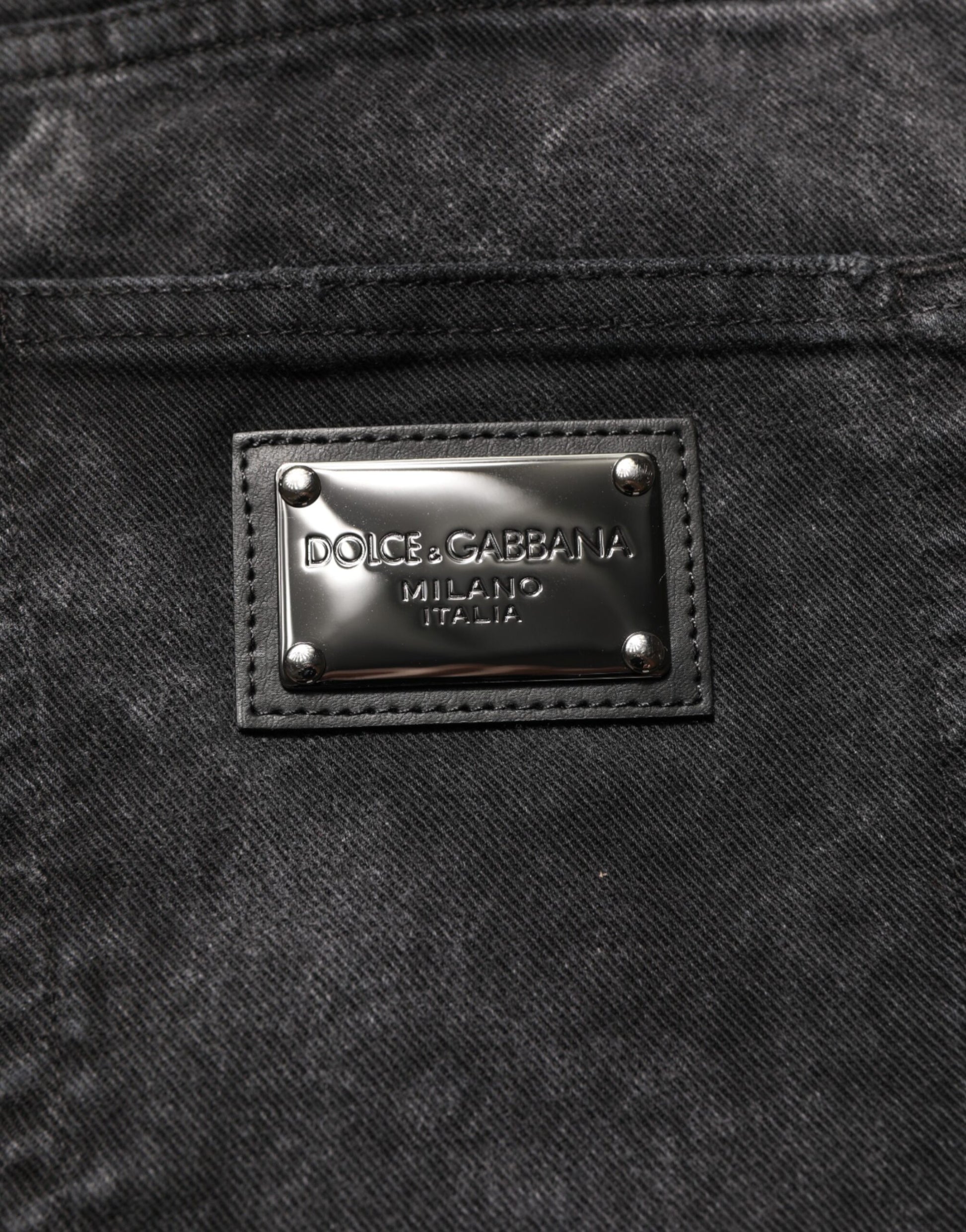 Dolce & Gabbana Black Cotton Mid Waist Denim Men Bermuda Short