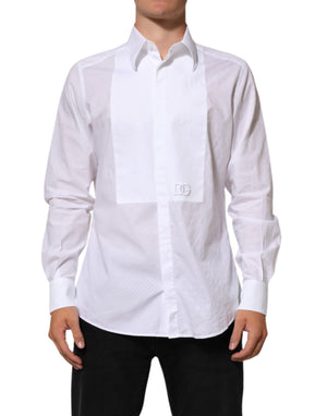 Dolce & Gabbana White Cotton MARTINI Bib Formal Dress Shirt