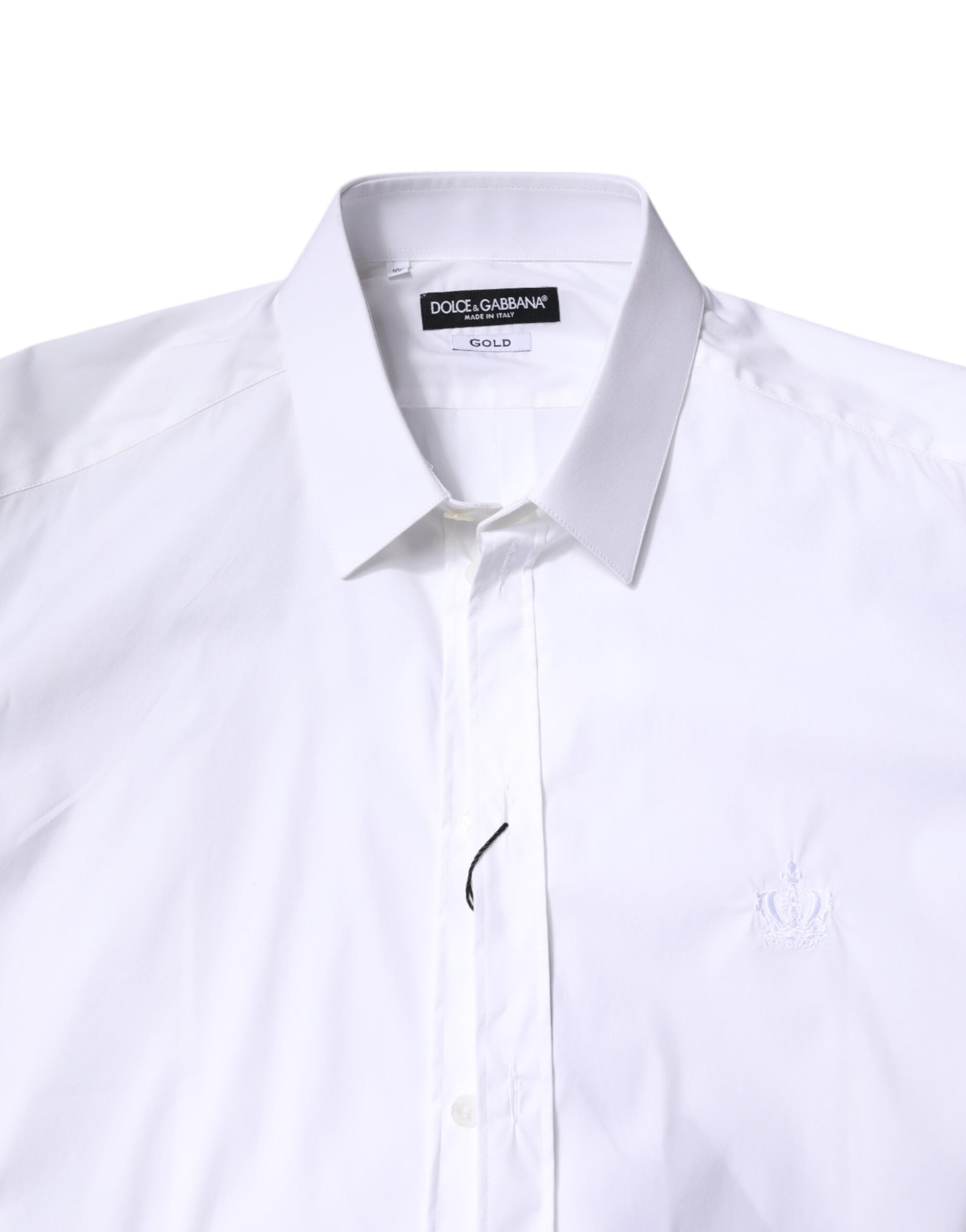 Dolce & Gabbana White Cotton Collared GOLD FormalDress Shirt