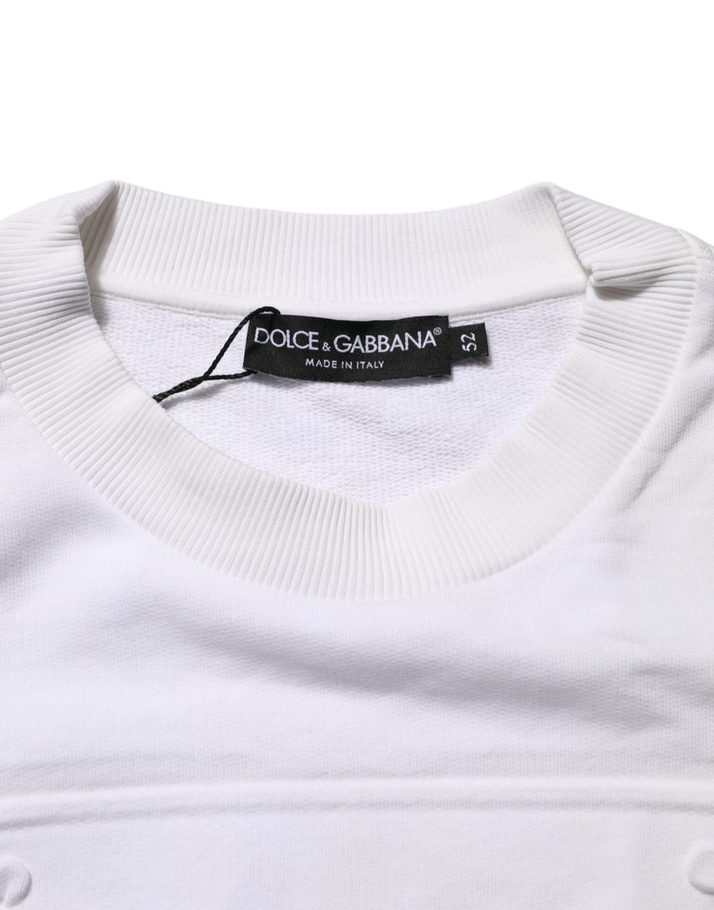 Dolce & Gabbana White Embossed Logo Men Sweatshirt Sweater