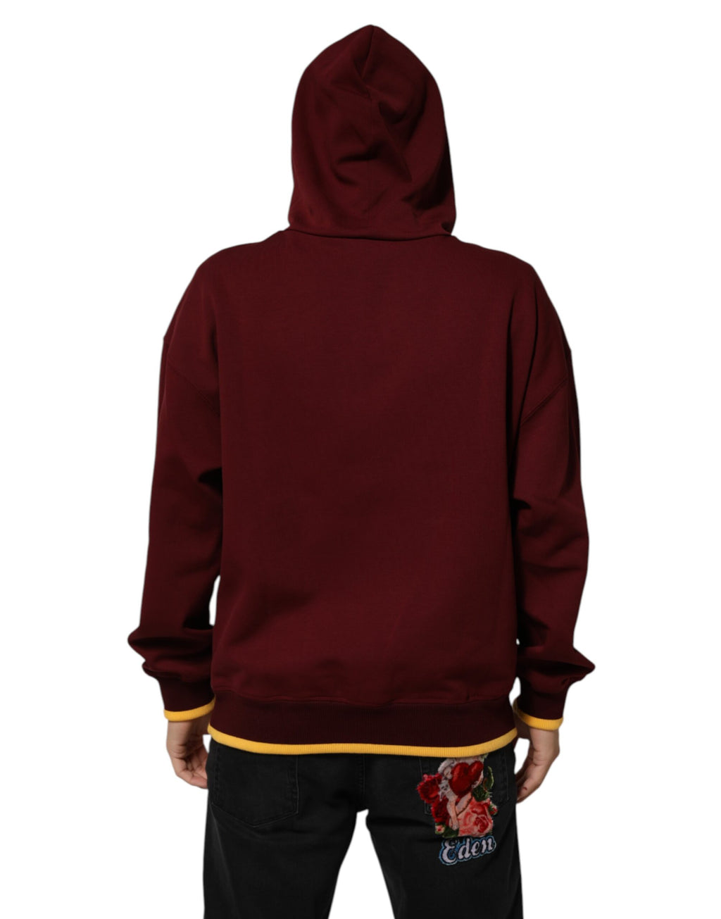 Dolce & Gabbana Maroon Embossed Logo Hooded Sweatshirt Sweater