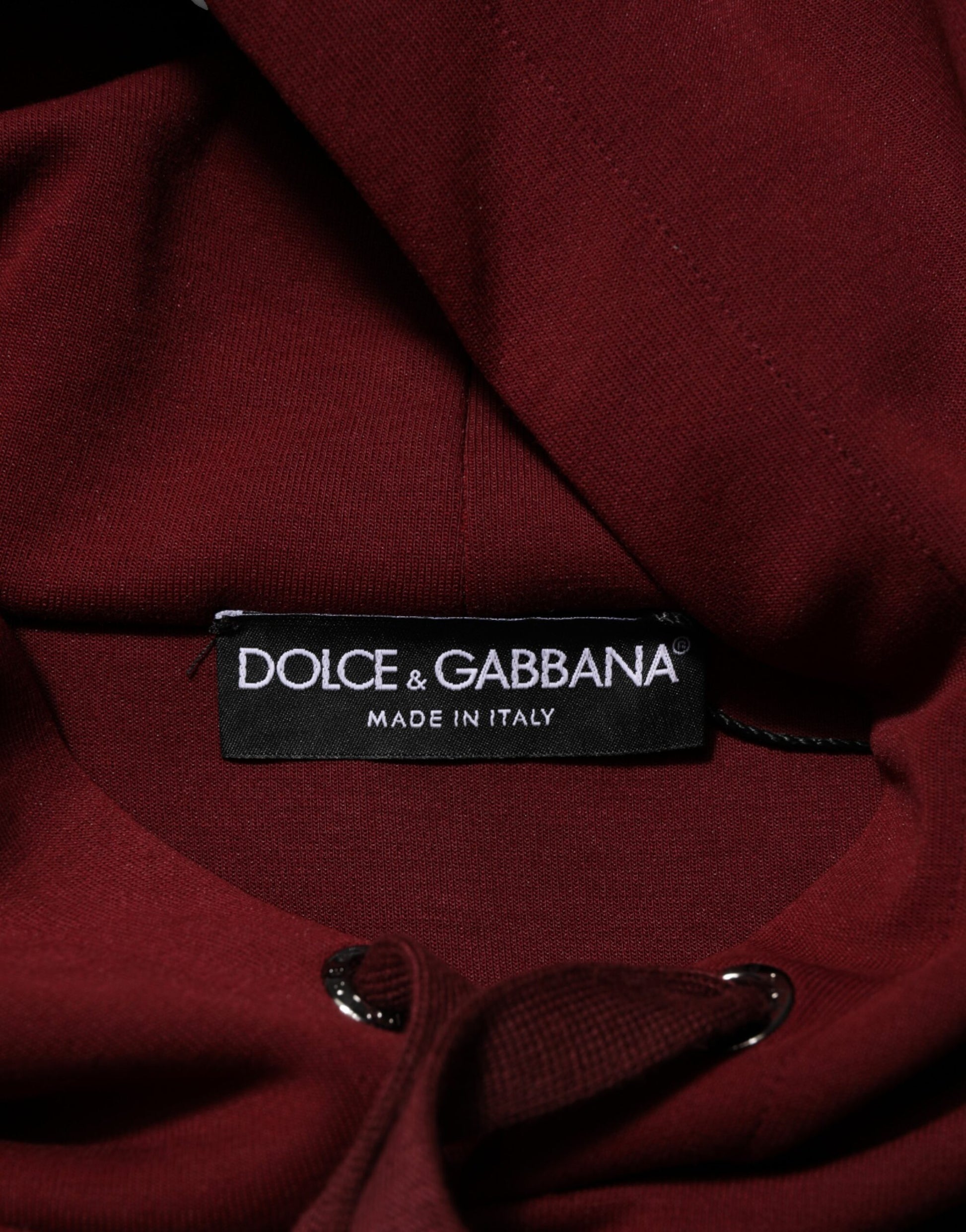 Dolce & Gabbana Maroon Embossed Logo Hooded Sweatshirt Sweater