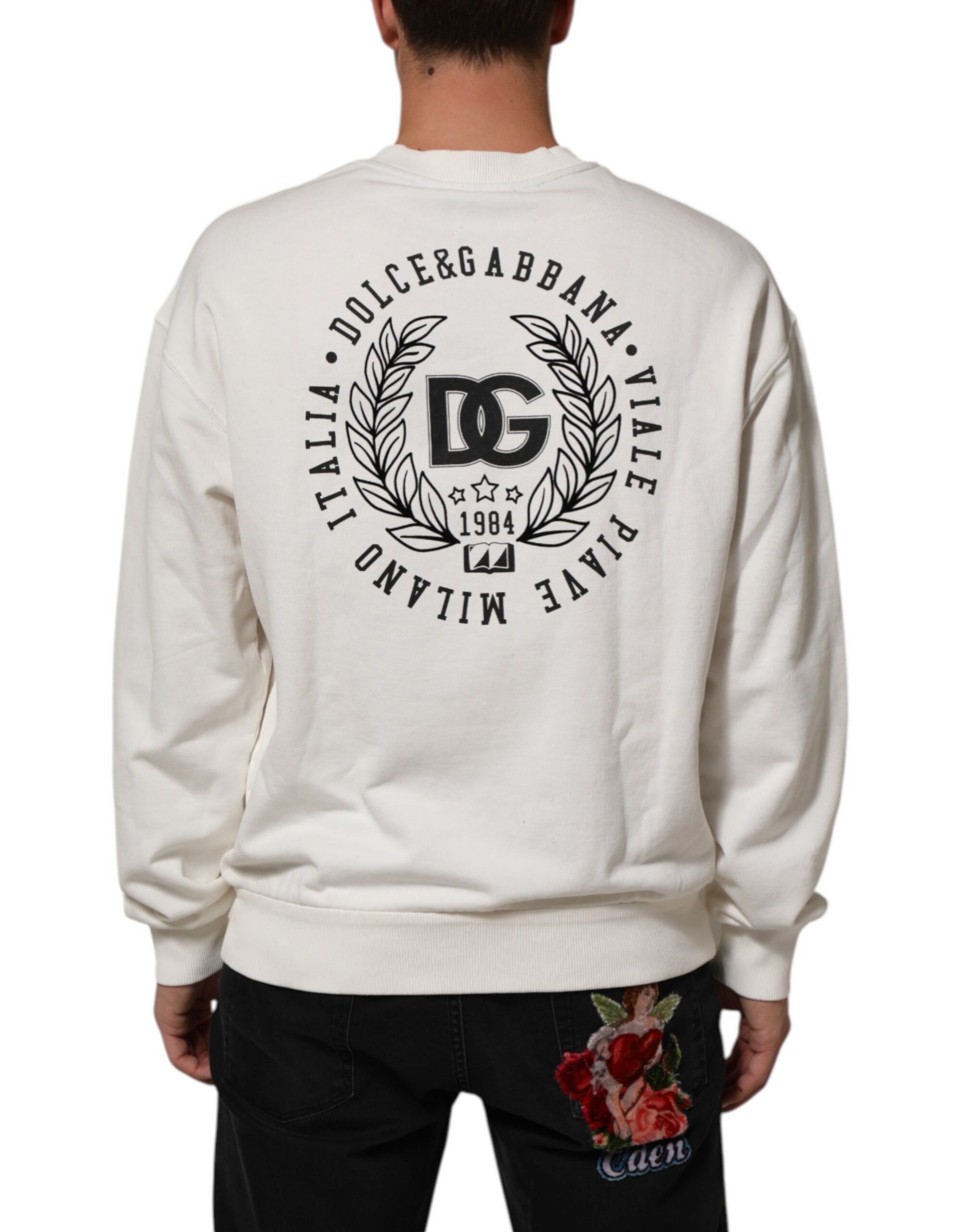 Dolce & Gabbana White DG Logo Crew Neck Sweatshirt Sweater