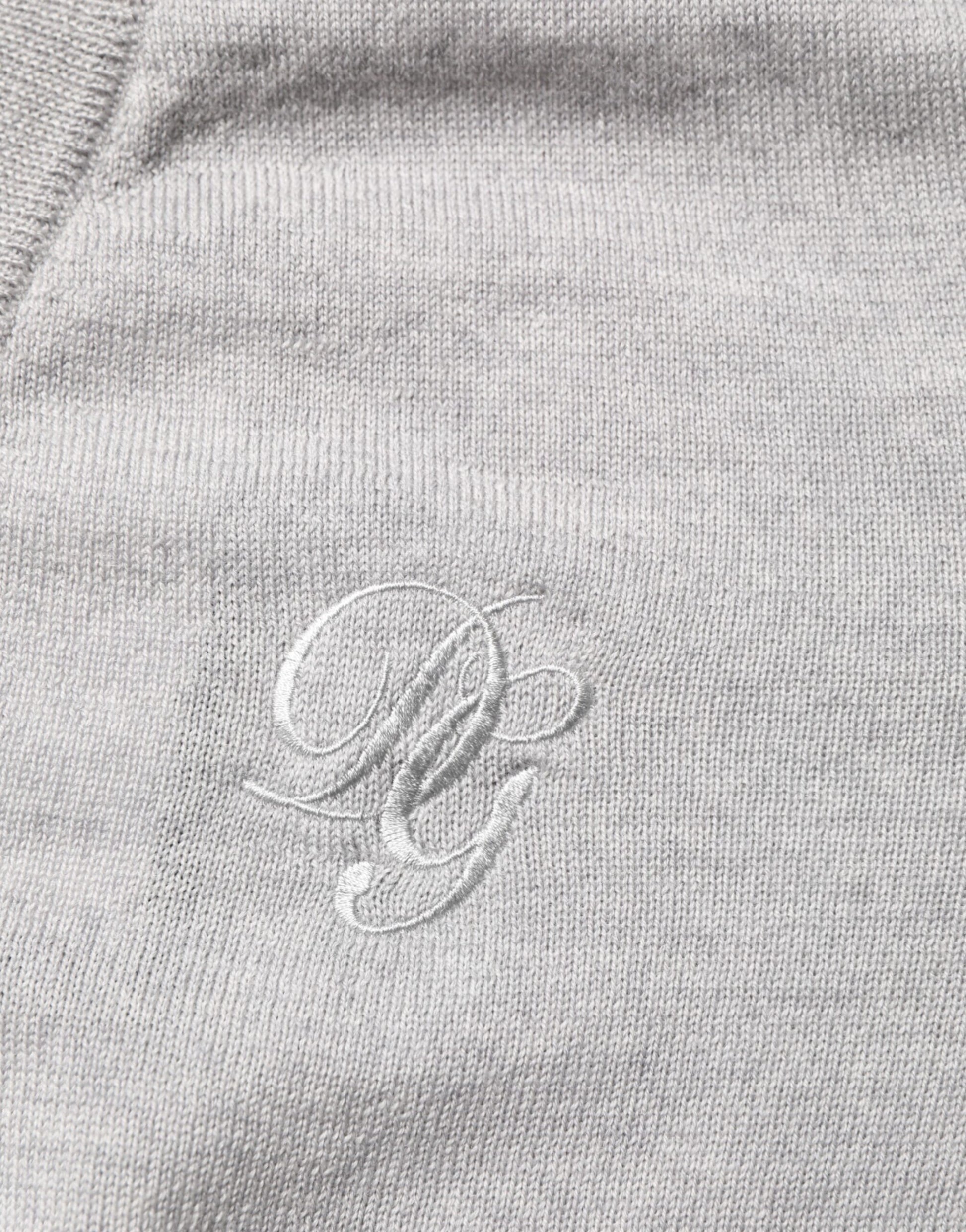 Dolce & Gabbana Gray Wool Knit Logo V-Neck Pullover Sweater