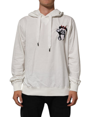 Dolce & Gabbana Off White Cotton Panda Hooded Sweatshirt Sweater