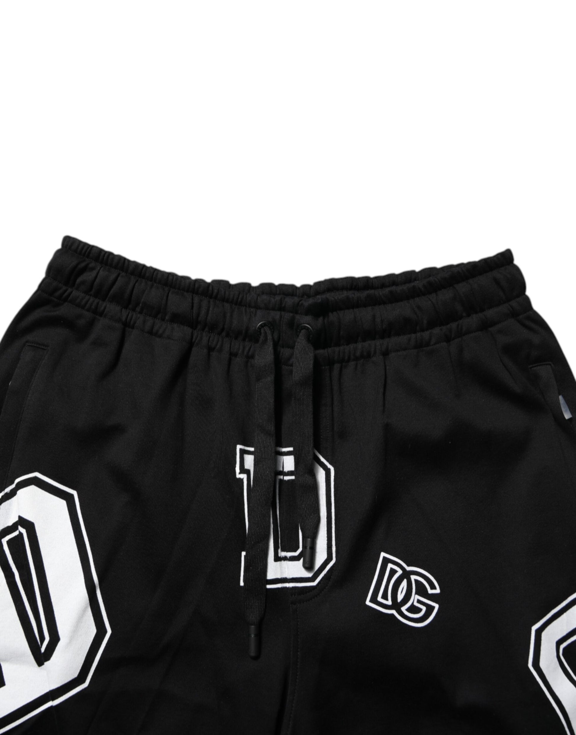 Dolce & Gabbana Black Logo Print Cotton Casual Bermuda Short